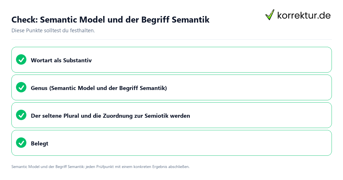 Check: Semantic Model und der Begriff Semantik Semantic Model und der Begriff Semantik mit einer themenspezifischen Checkliste