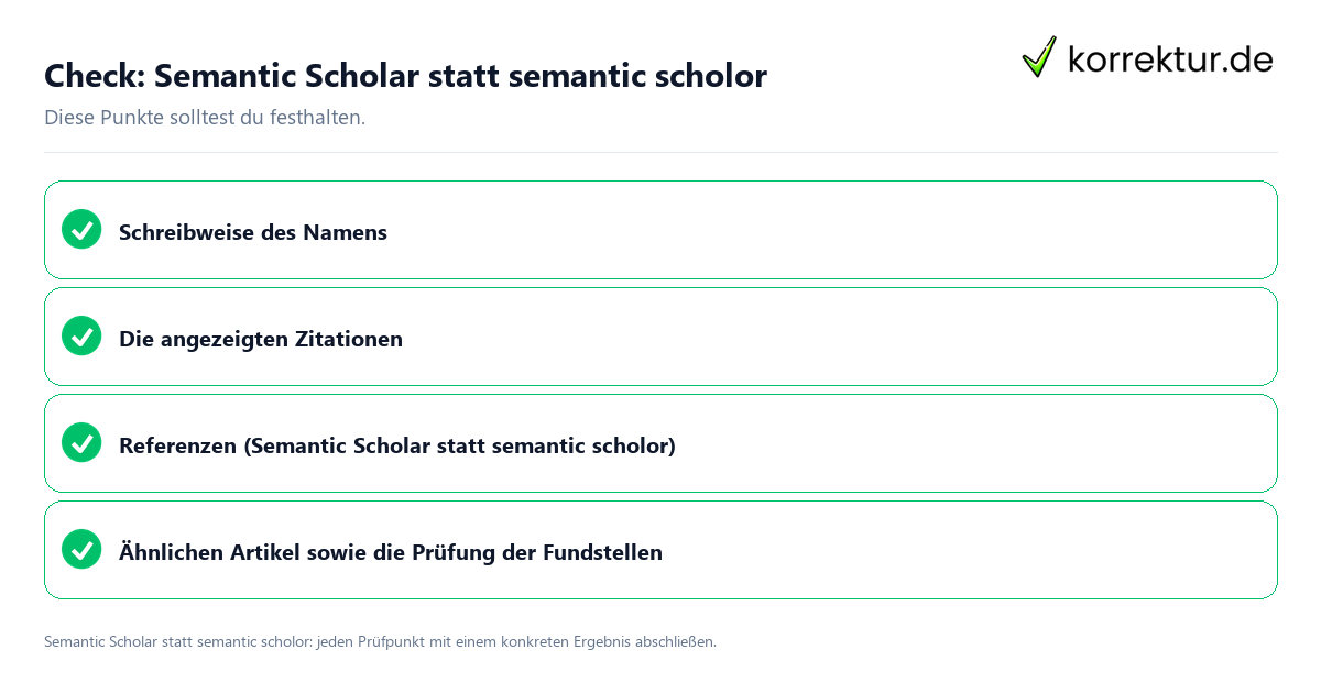 Check: Semantic Scholar statt semantic scholor Semantic Scholar statt semantic scholor mit einer themenspezifischen Checkliste