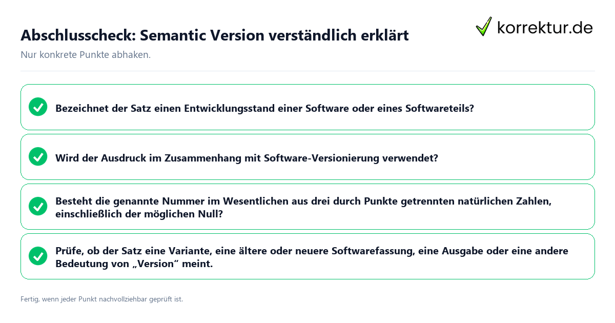 Konkreter Abschlusscheck zu Semantic Version verständlich erklärt