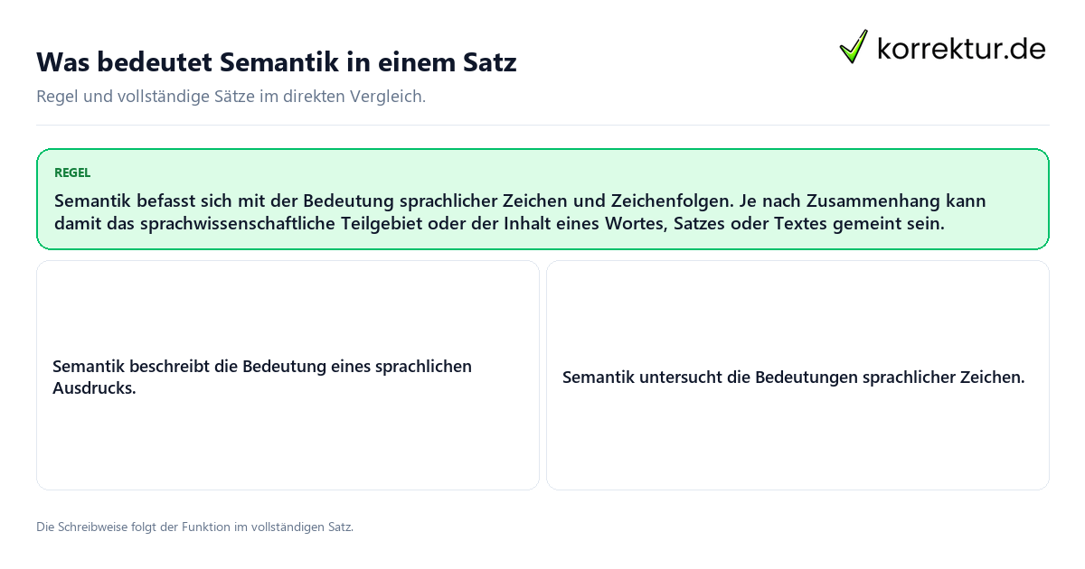 Was bedeutet Semantik in einem Satz Konkrete Regel und vollständige Beispielsätze zu Was bedeutet Semantik in einem Satz