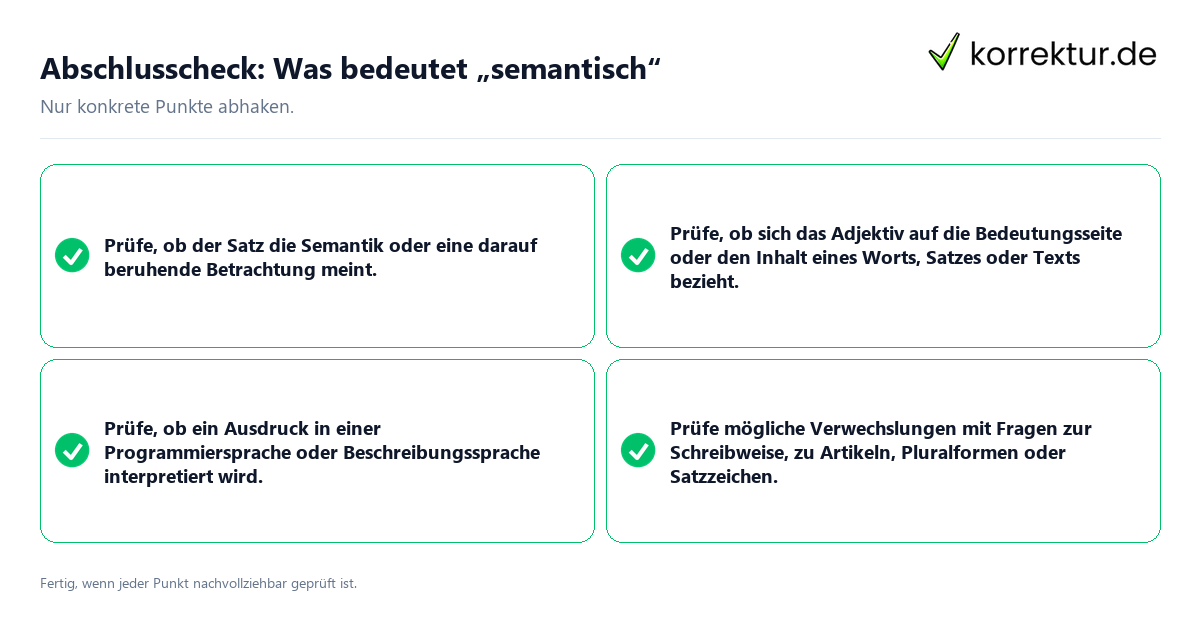 Konkreter Abschlusscheck zu Was bedeutet „semantisch“