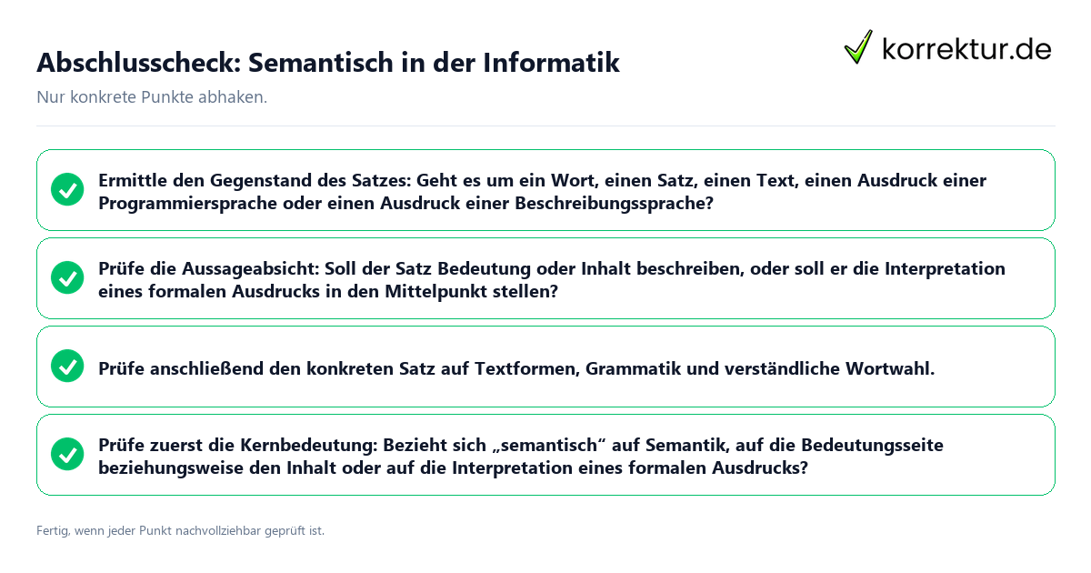 Konkreter Abschlusscheck zu Semantisch in der Informatik