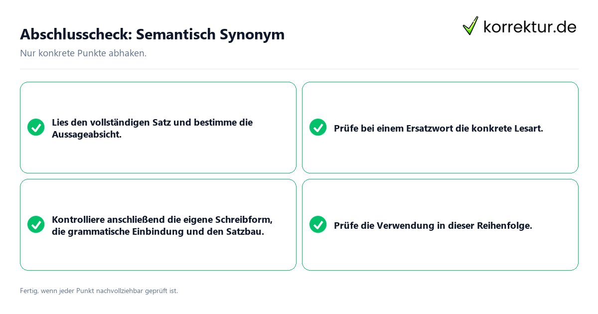 Konkreter Abschlusscheck zu Semantisch Synonym