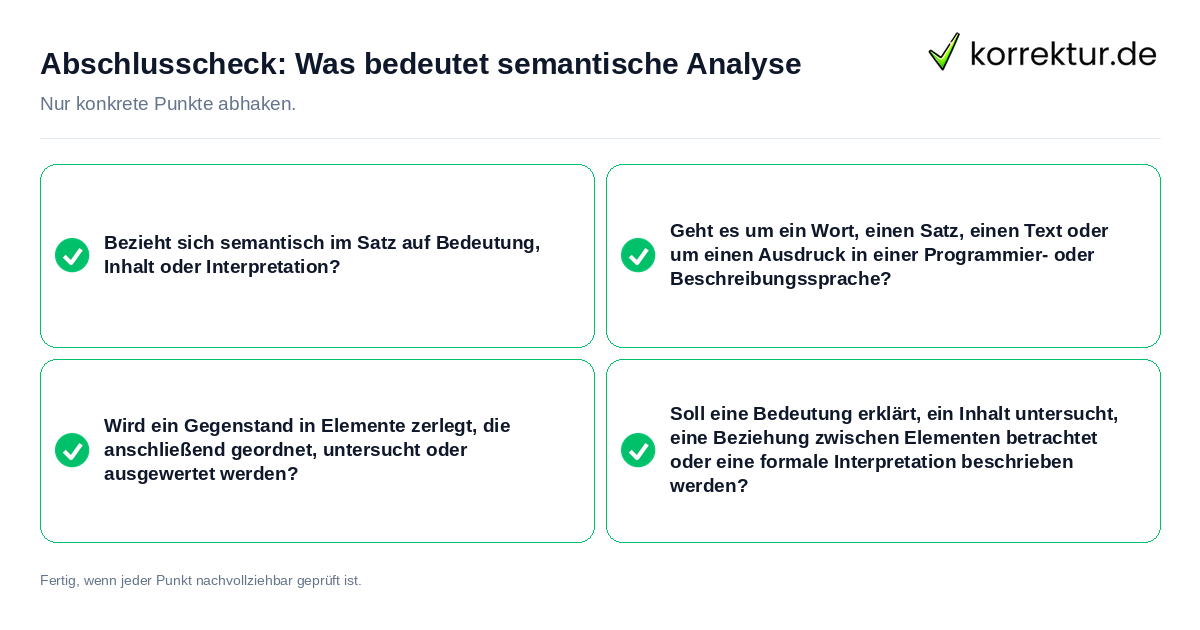 Abschlusscheck: Was bedeutet semantische Analyse Konkreter Abschlusscheck zu Was bedeutet semantische Analyse