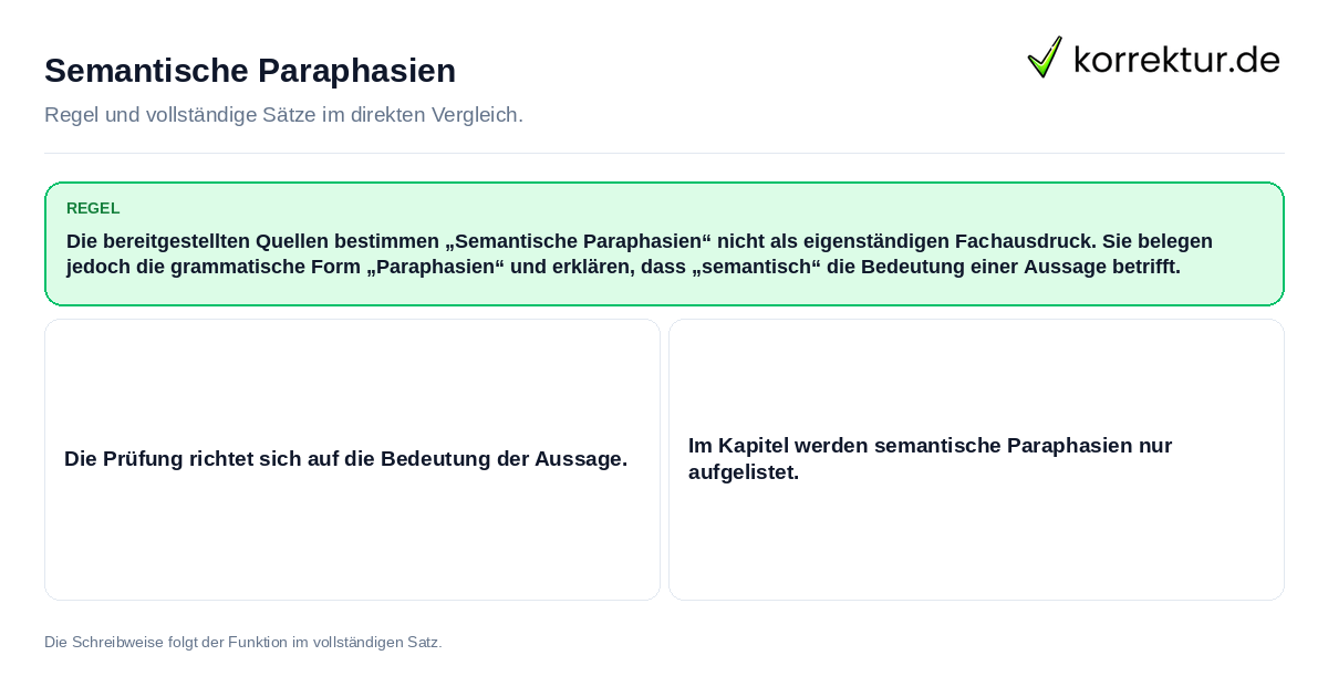 Semantische Paraphasien Konkrete Regel und vollständige Beispielsätze zu Semantische Paraphasien