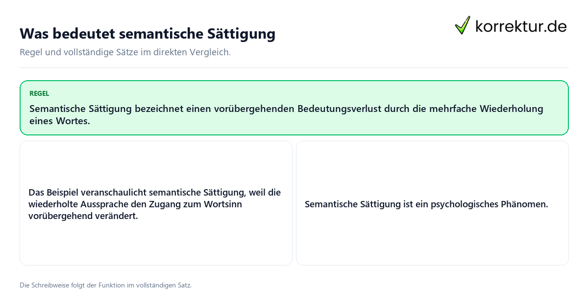Konkrete Regel und vollständige Beispielsätze zu Was bedeutet semantische Sättigung