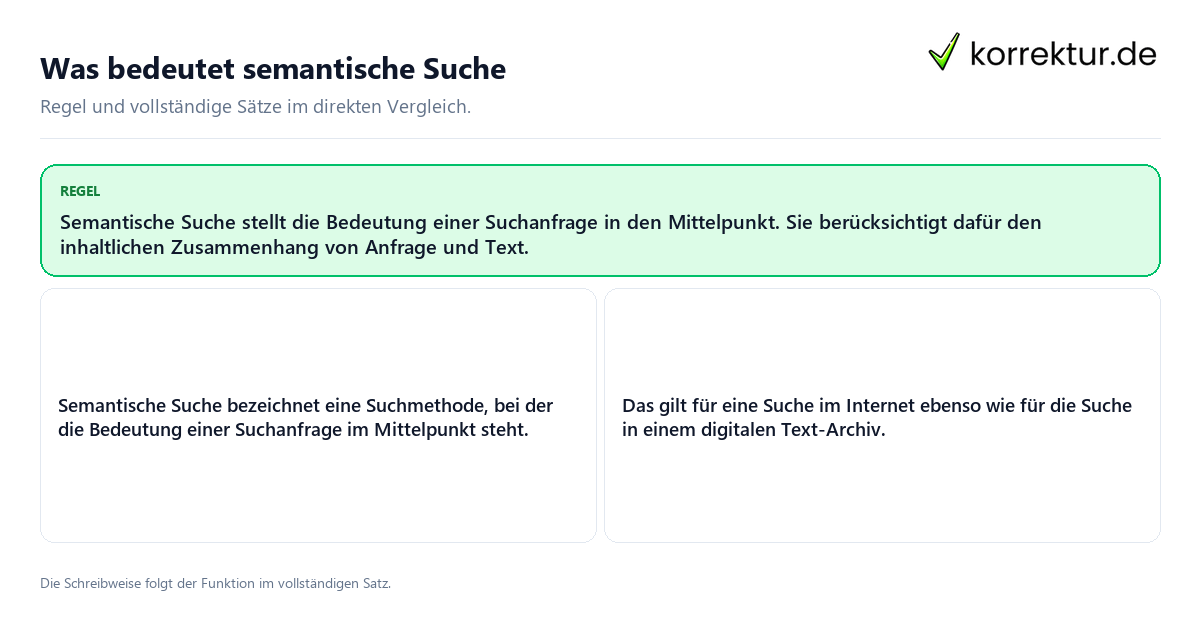 Was bedeutet semantische Suche Konkrete Regel und vollständige Beispielsätze zu Was bedeutet semantische Suche