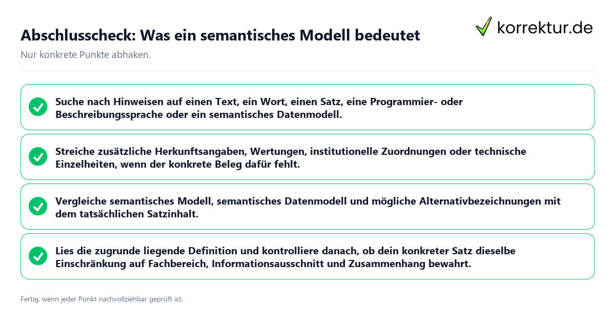 Abschlusscheck: Was ein semantisches Modell bedeutet Konkreter Abschlusscheck zu Was ein semantisches Modell bedeutet