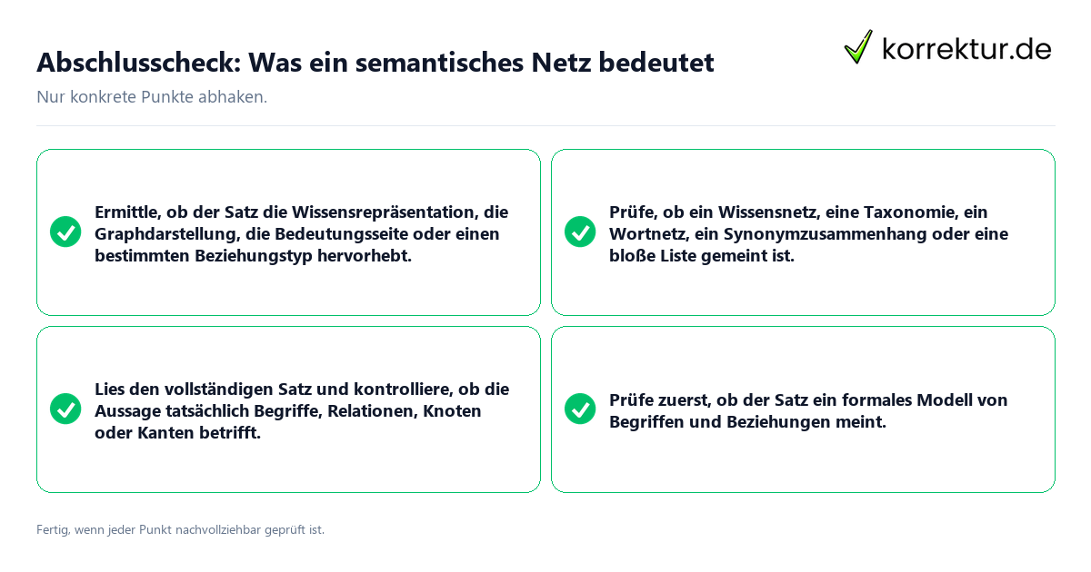 Konkreter Abschlusscheck zu Was ein semantisches Netz bedeutet