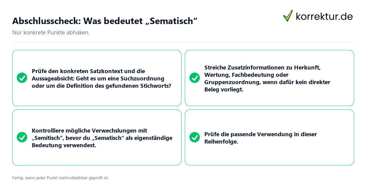 Konkreter Abschlusscheck zu Was bedeutet „Sematisch“
