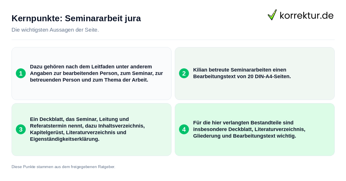 Konkrete Kernpunkte zu Seminararbeit jura
