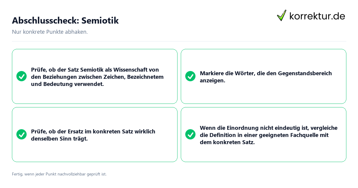 Konkreter Abschlusscheck zu Semiotik
