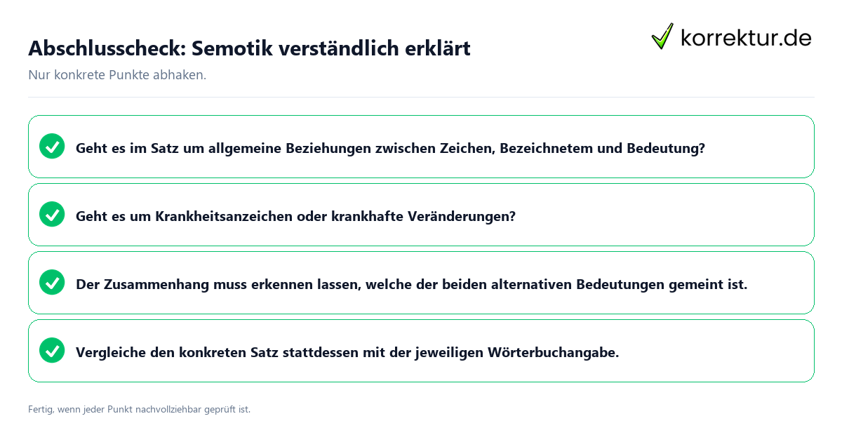 Konkreter Abschlusscheck zu Semotik verständlich erklärt