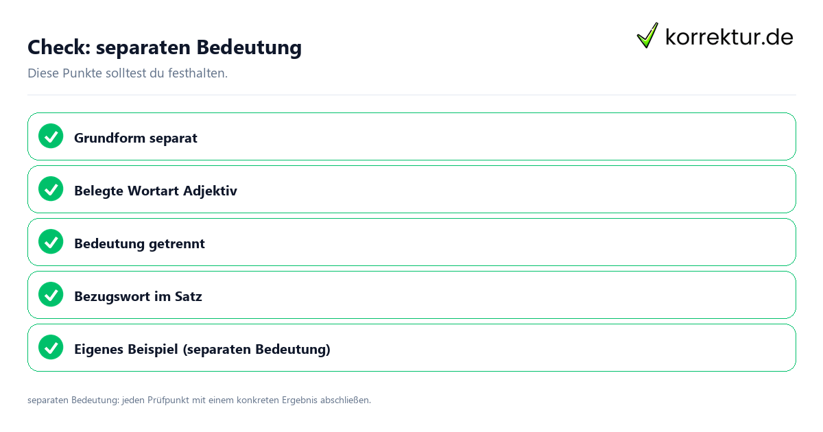 Separaten Bedeutung mit einer themenspezifischen Checkliste
