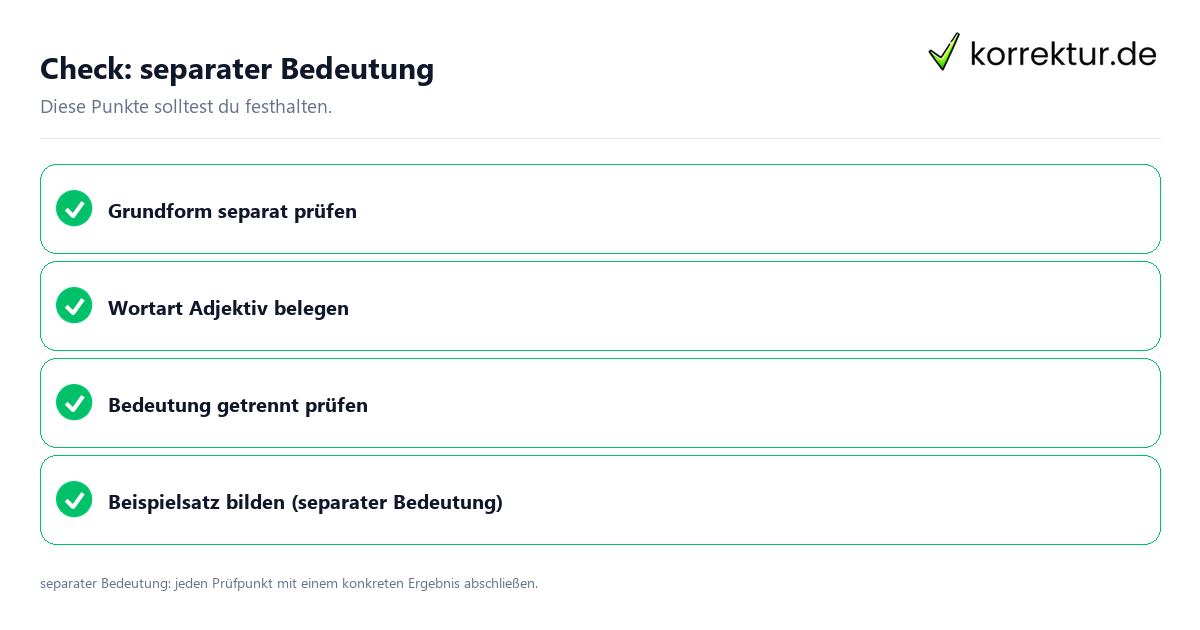 Separater Bedeutung mit einer themenspezifischen Checkliste