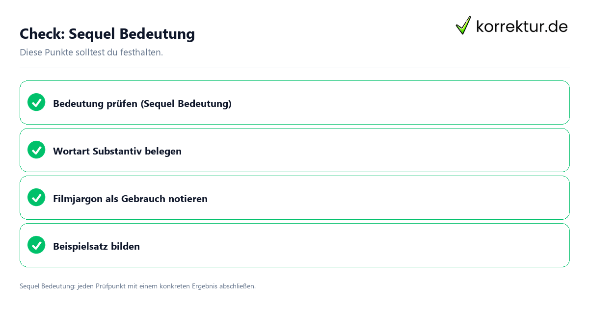 Sequel Bedeutung mit einer themenspezifischen Checkliste