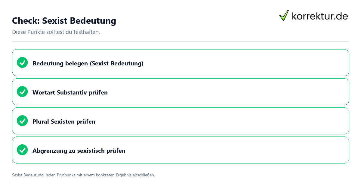 Sexist Bedeutung mit einer themenspezifischen Checkliste
