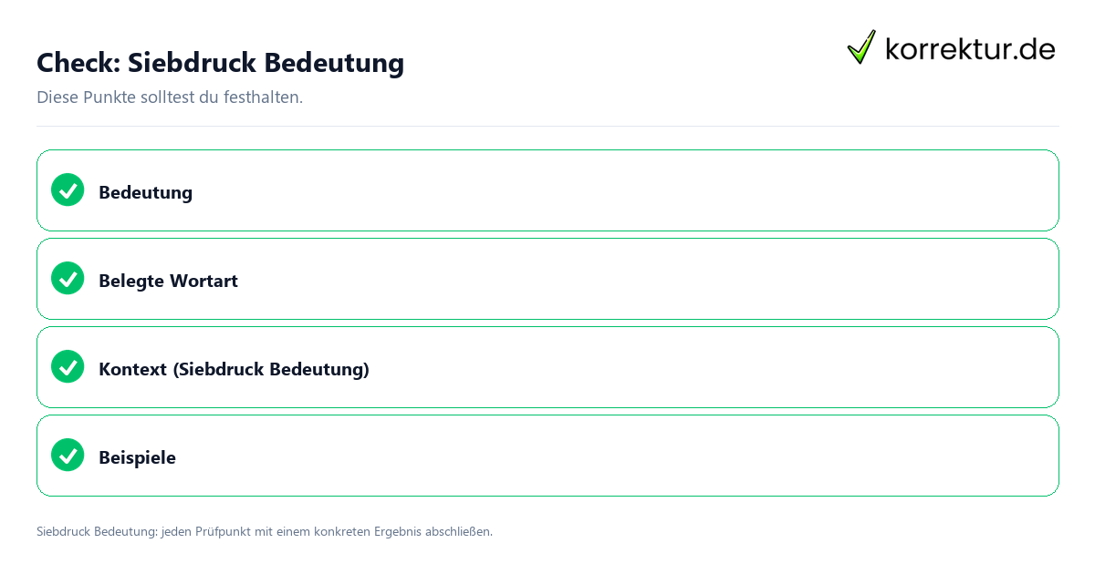 Check: Siebdruck Bedeutung Siebdruck Bedeutung mit einer themenspezifischen Checkliste