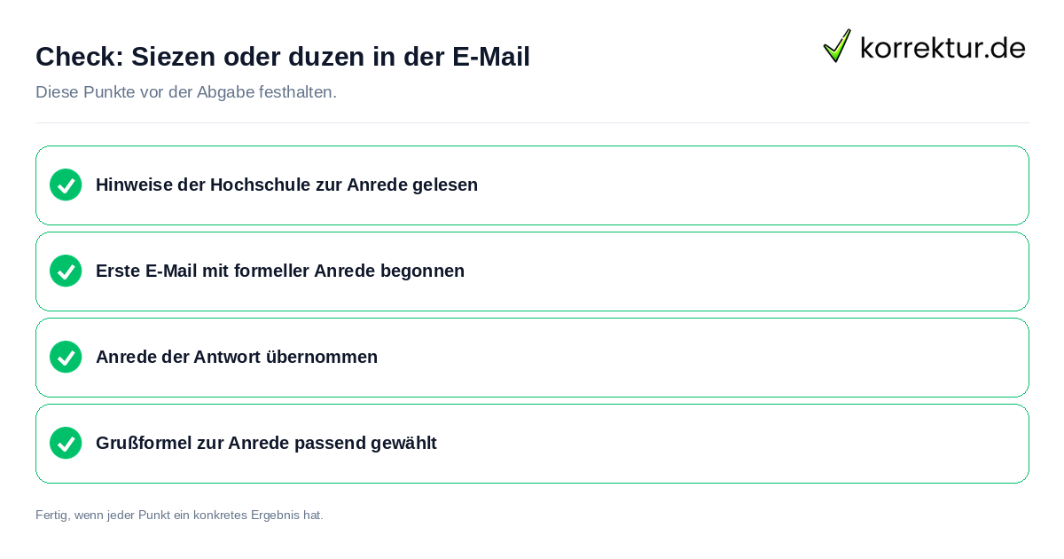 Siezen oder duzen in der E-Mail: Prüfliste mit vier Punkten