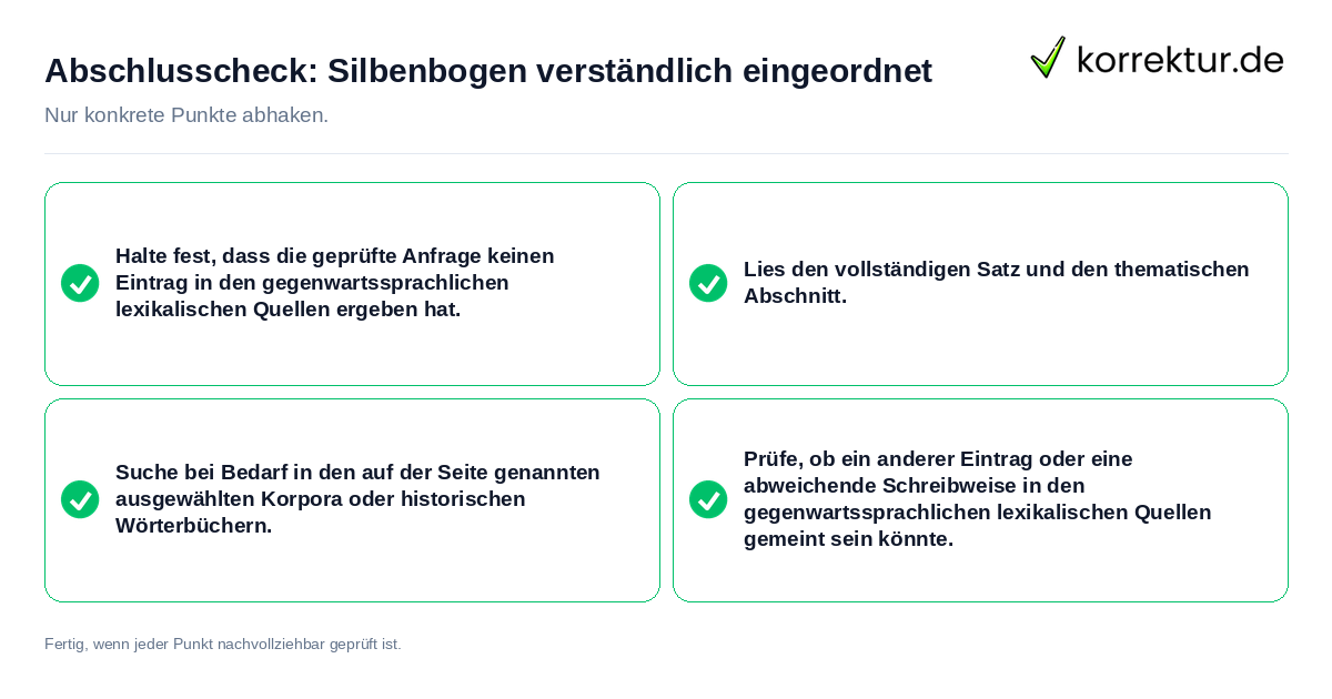 Abschlusscheck: Silbenbogen verständlich eingeordnet Konkreter Abschlusscheck zu Silbenbogen verständlich eingeordnet