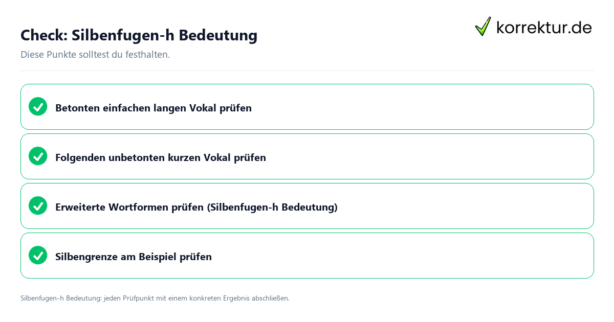 Silbenfugen-h Bedeutung mit einer themenspezifischen Checkliste