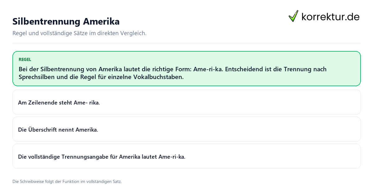Silbentrennung Amerika Konkrete Regel und vollständige Beispielsätze zu Silbentrennung Amerika