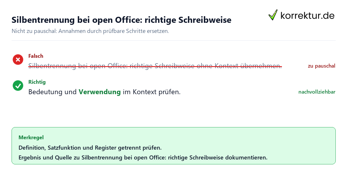 Ungeeignete und belastbare Vorgehensweise bei Silbentrennung bei open Office: richtige Schreibweise