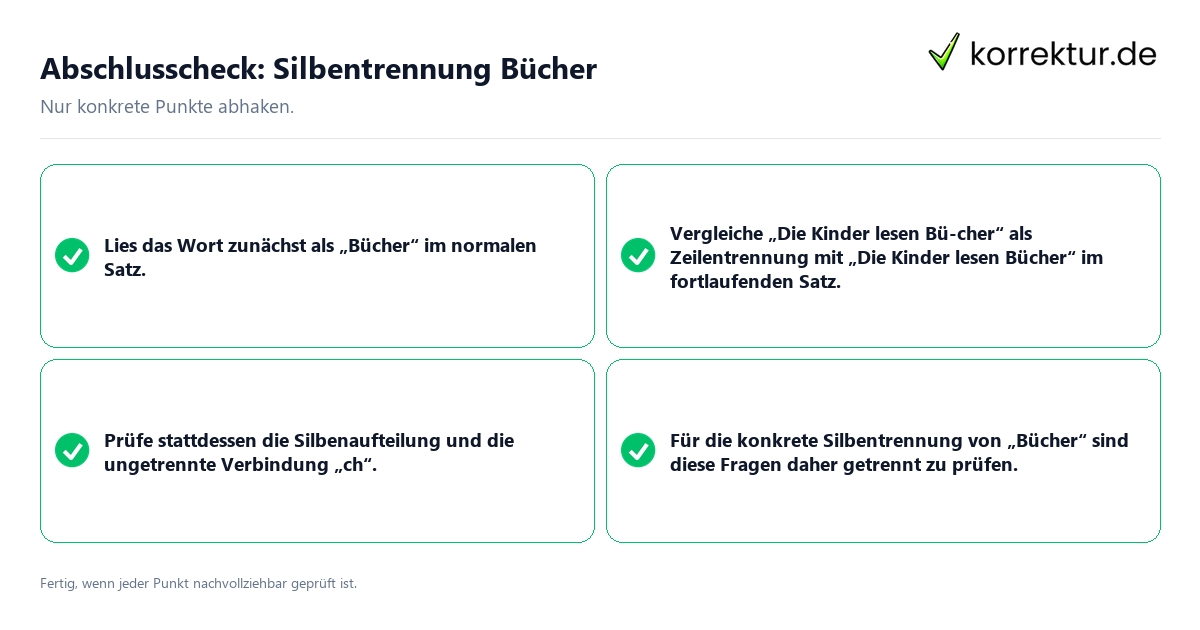 Konkreter Abschlusscheck zu Silbentrennung Bücher