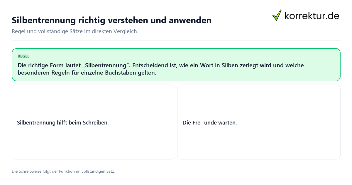 Silbentrennung richtig verstehen und anwenden Konkrete Regel und vollständige Beispielsätze zu Silbentrennung richtig verstehen und anwenden