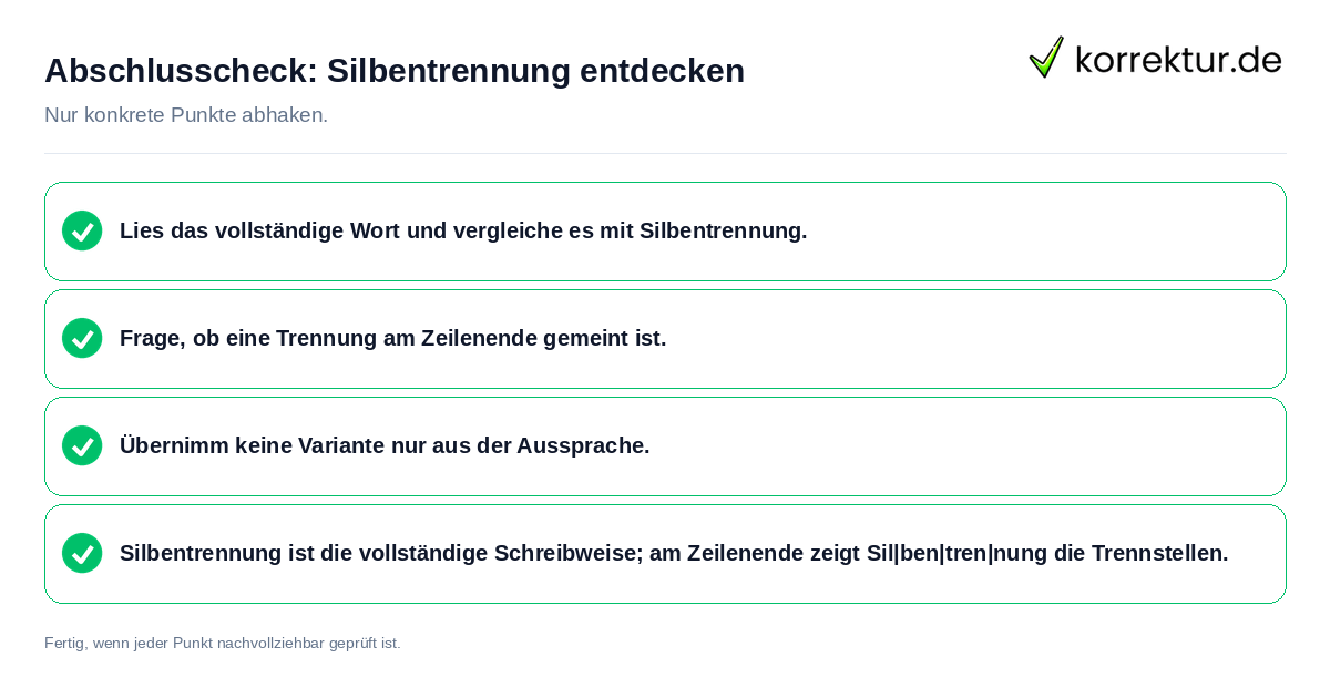 Abschlusscheck: Silbentrennung entdecken Konkreter Abschlusscheck zu Silbentrennung entdecken