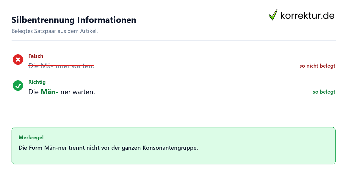 Silbentrennung Informationen Falsches und richtiges Satzbeispiel zu Silbentrennung Informationen