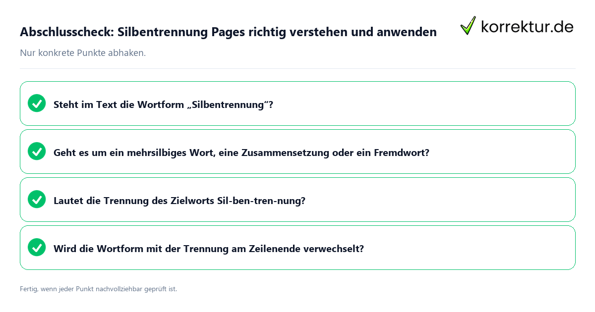 Abschlusscheck: Silbentrennung Pages richtig verstehen und anwenden Konkreter Abschlusscheck zu Silbentrennung Pages richtig verstehen und anwenden
