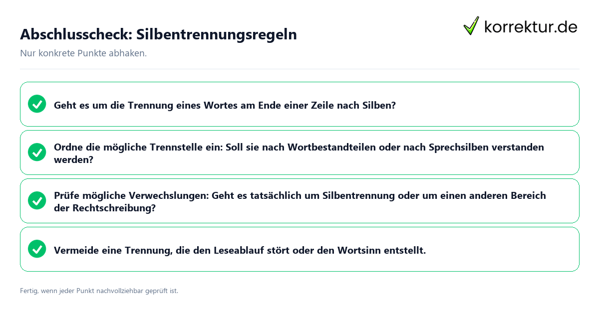 Konkreter Abschlusscheck zu Silbentrennungsregeln
