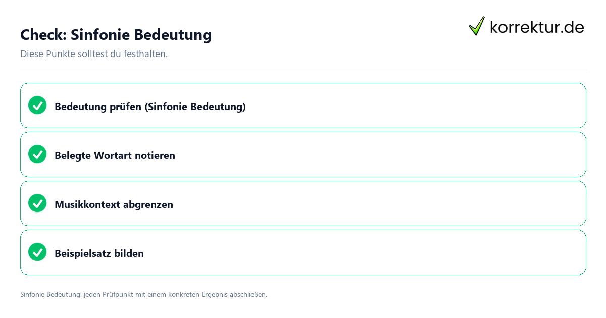 Sinfonie Bedeutung mit einer themenspezifischen Checkliste