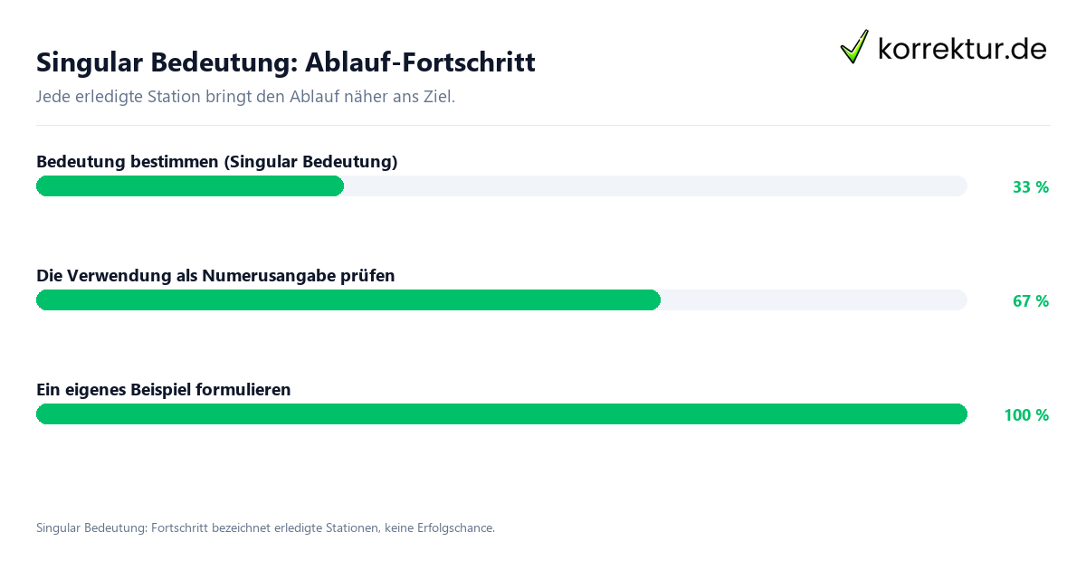 Fortschrittsbalken für die einzelnen Ablaufstationen zu Singular Bedeutung