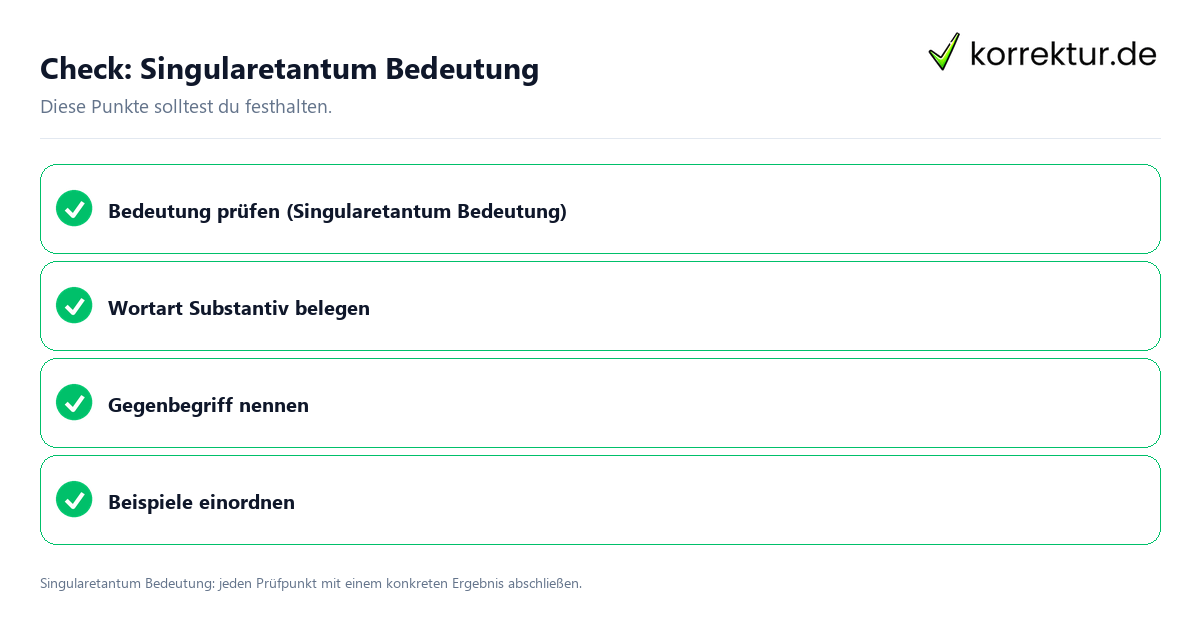 Check: Singularetantum Bedeutung Singularetantum Bedeutung mit einer themenspezifischen Checkliste