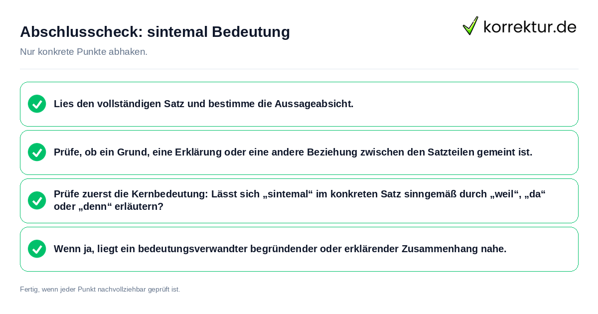 Abschlusscheck: sintemal Bedeutung Konkreter Abschlusscheck zu sintemal Bedeutung