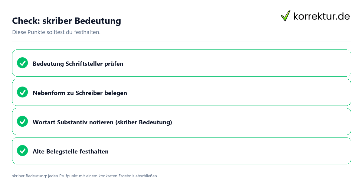 Check: skriber Bedeutung Skriber Bedeutung mit einer themenspezifischen Checkliste