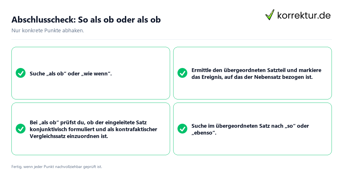 Konkreter Abschlusscheck zu So als ob oder als ob