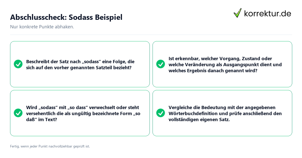 Konkreter Abschlusscheck zu Sodass Beispiel