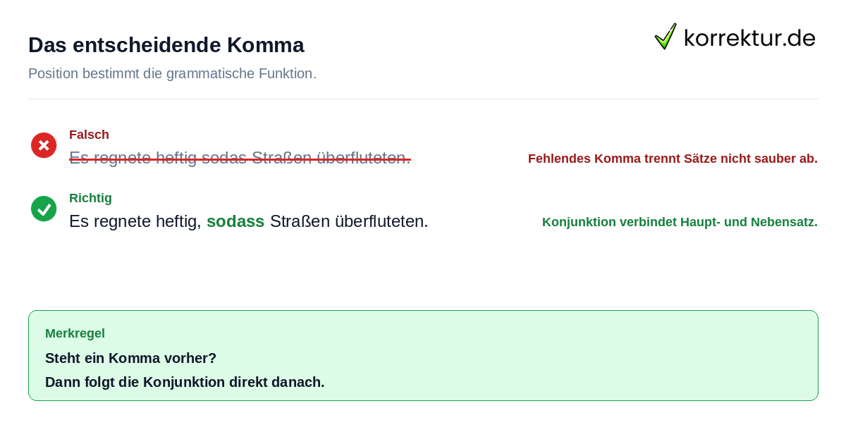 Rotstiftrichtung für korrektes Setzen von Kommas