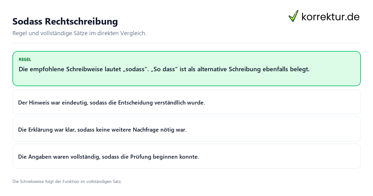 Sodass Rechtschreibung Konkrete Regel und vollständige Beispielsätze zu Sodass Rechtschreibung