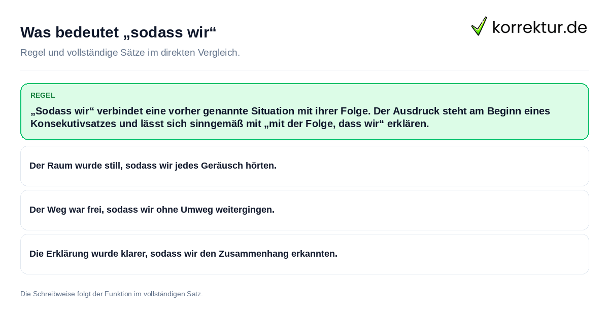 Was bedeutet „sodass wir“ Konkrete Regel und vollständige Beispielsätze zu Was bedeutet „sodass wir“