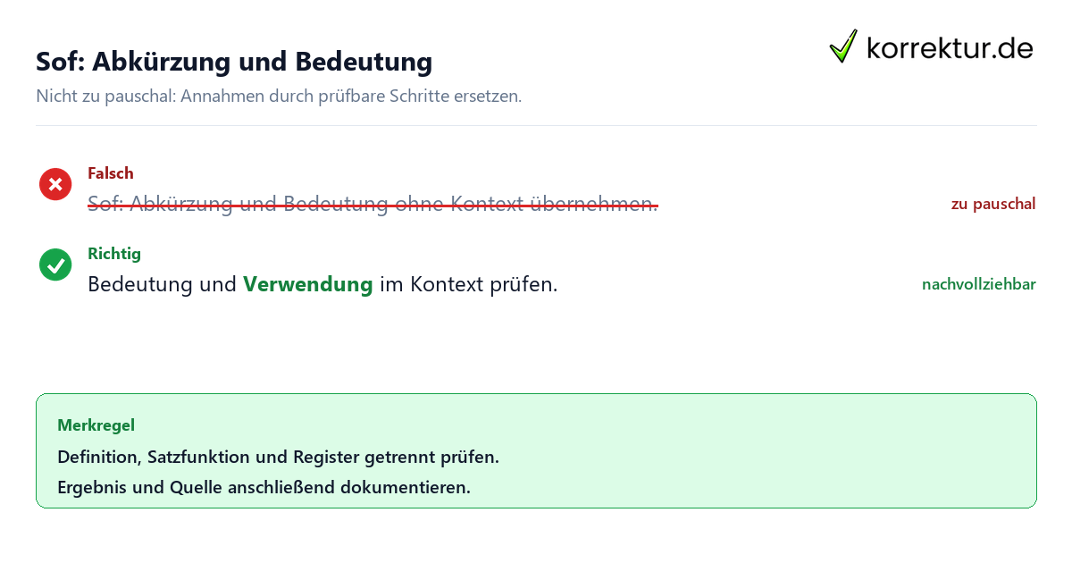 Ungeeignete und belastbare Vorgehensweise bei Sof: Abkürzung und Bedeutung