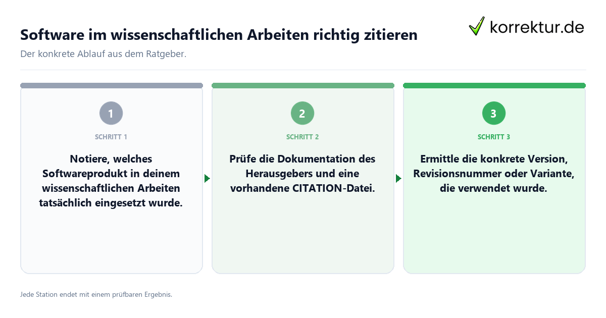 Konkrete Schritte zu Software im wissenschaftlichen Arbeiten richtig zitieren