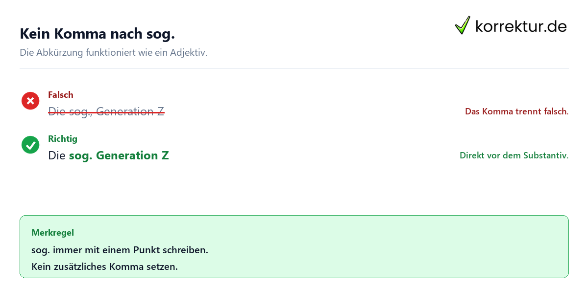 Kein Komma nach sog. sog Bedeutung: Häufiger Fehler bei der Schreibweise von sog.