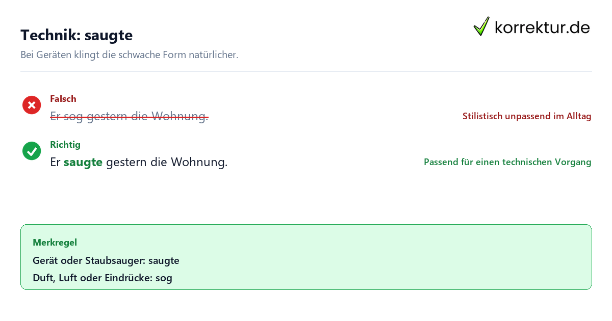 sog oder saugte sog oder saugte