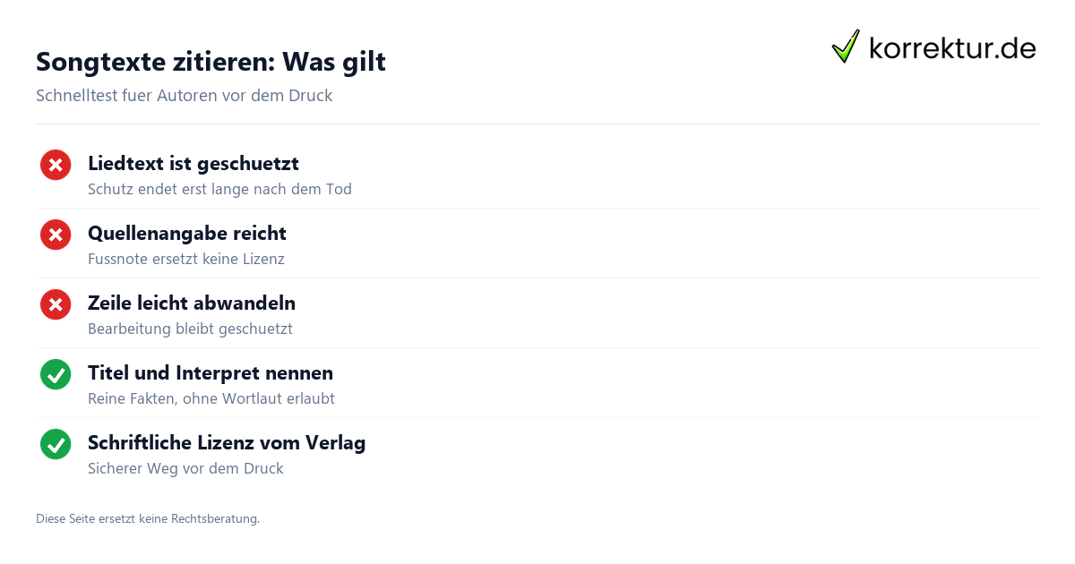 Songtexte zitieren: Was gilt Songtexte zitieren im Buch: Regeln und Risiken prüfen