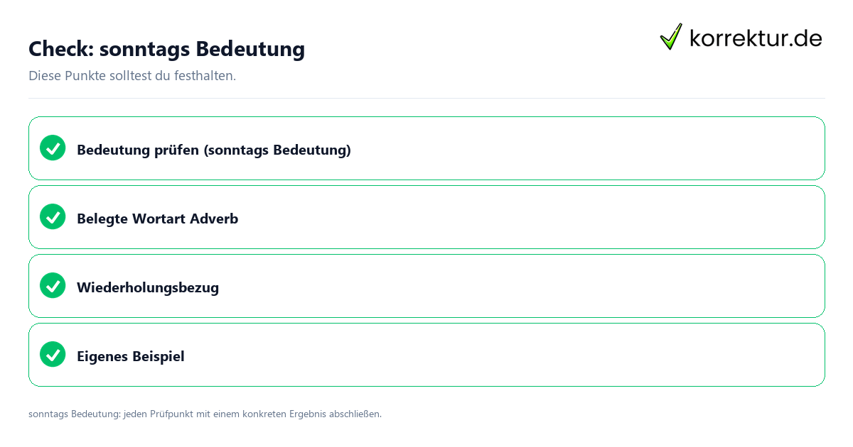 Sonntags Bedeutung mit einer themenspezifischen Checkliste