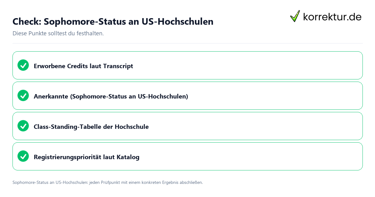 Sophomore-Status an US-Hochschulen mit einer themenspezifischen Checkliste